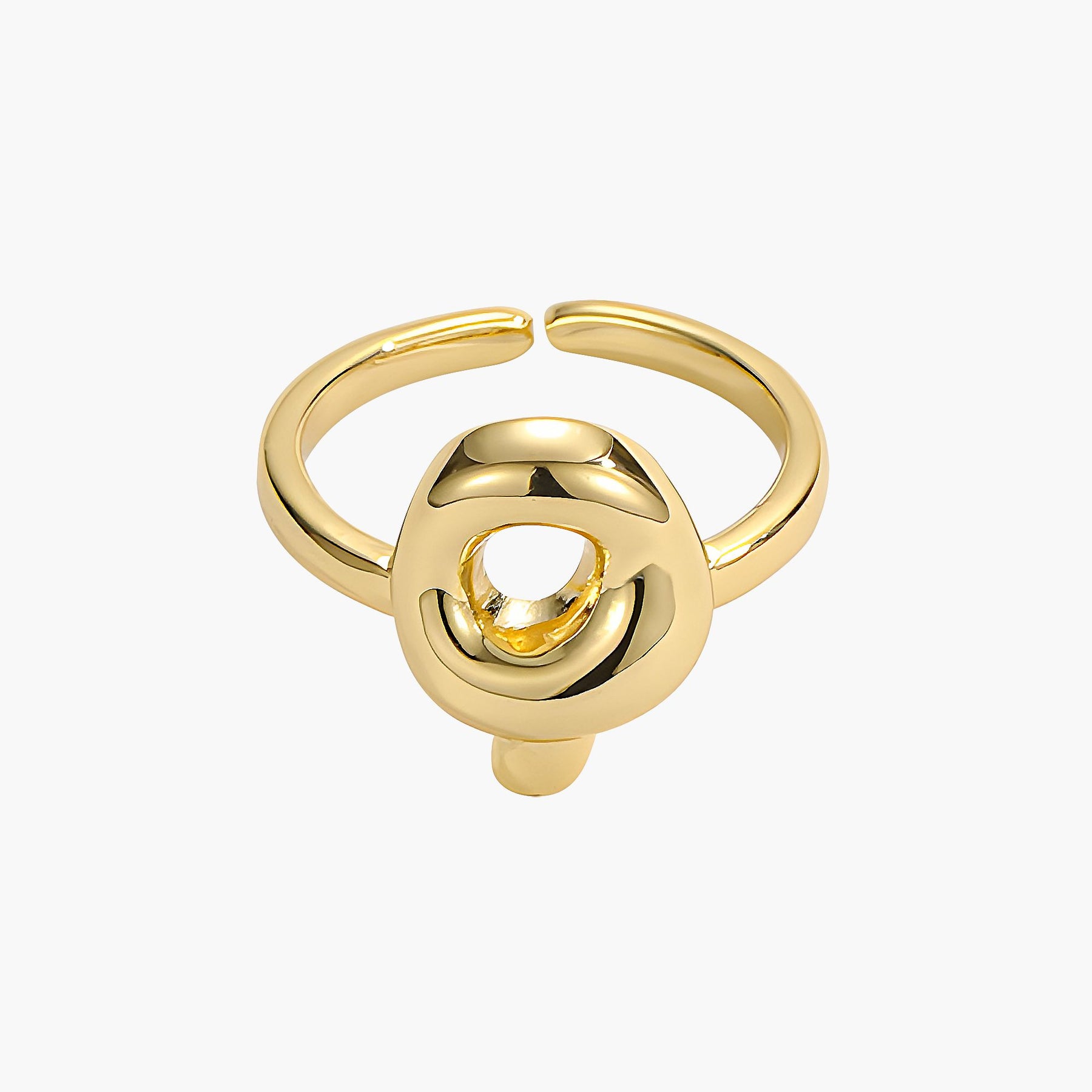 Golden Glow Bubble Letter Initial Ring - Main Image