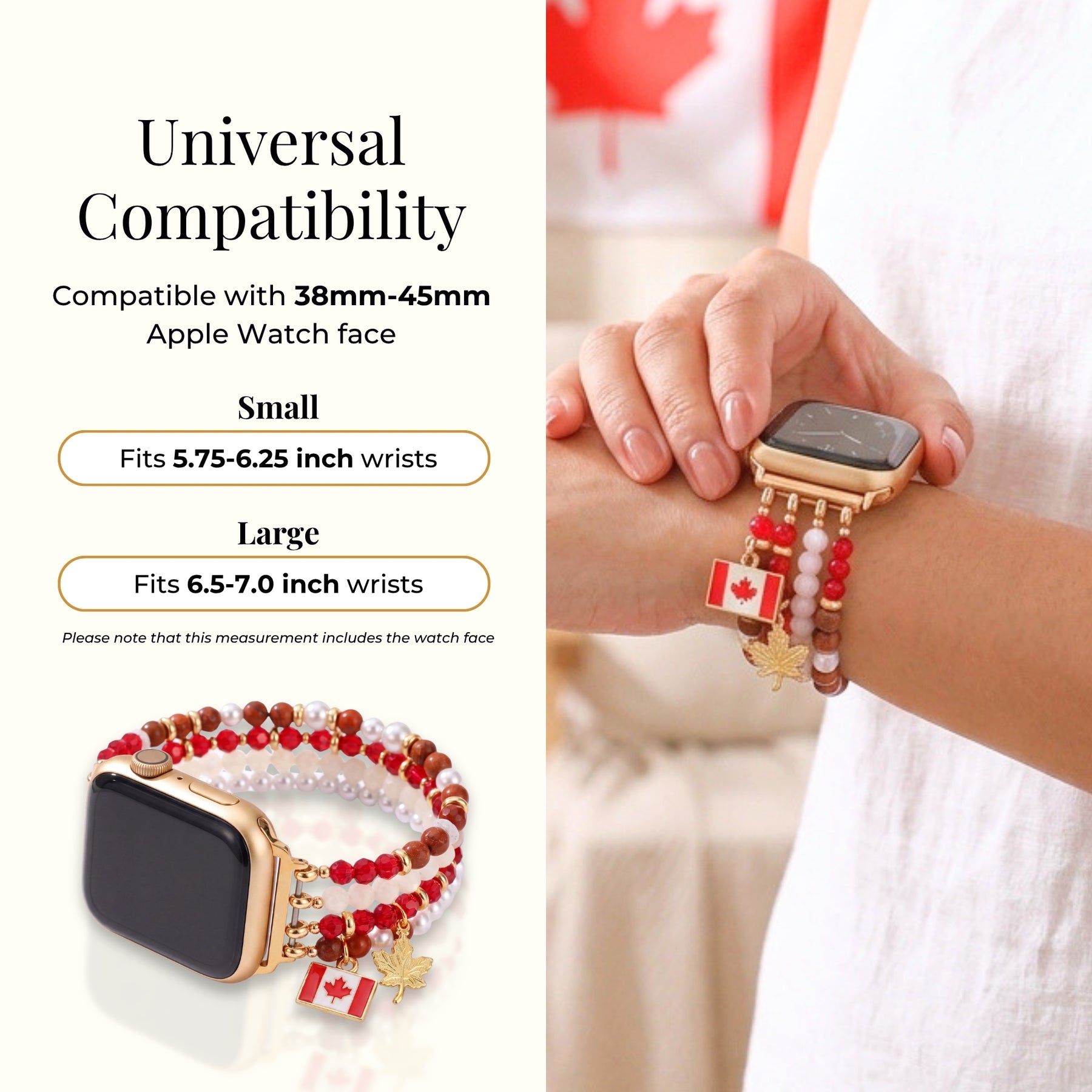 Kanada Ahorn Perlen Stretch Apple Watch Armband