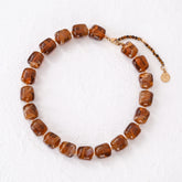 Chunky Square Bead Necklace Brown