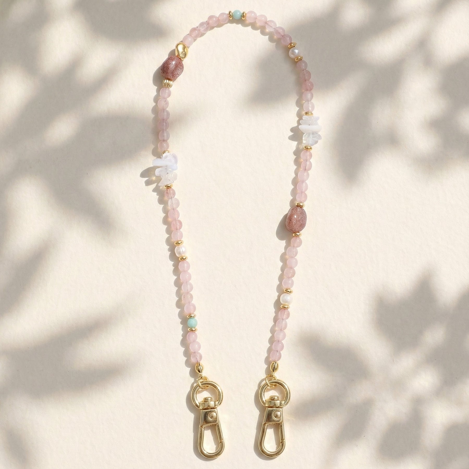 Rose Quartz Charm Phone Chain