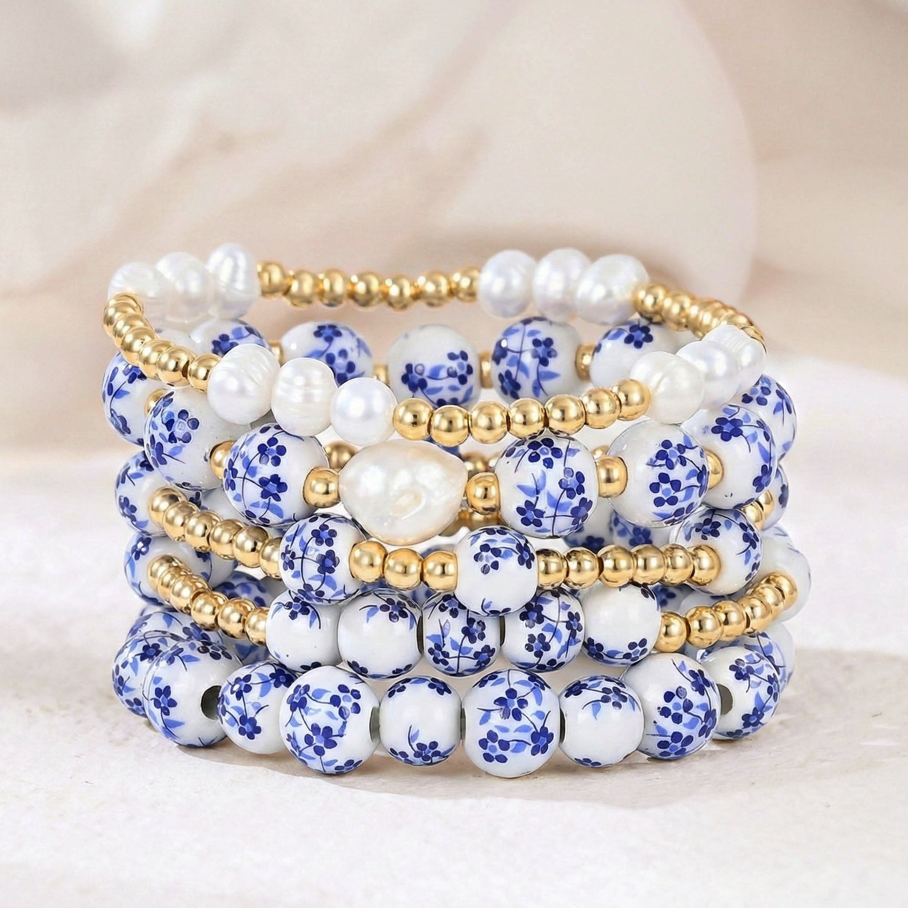 Azure Bloom Pearl Bracelet