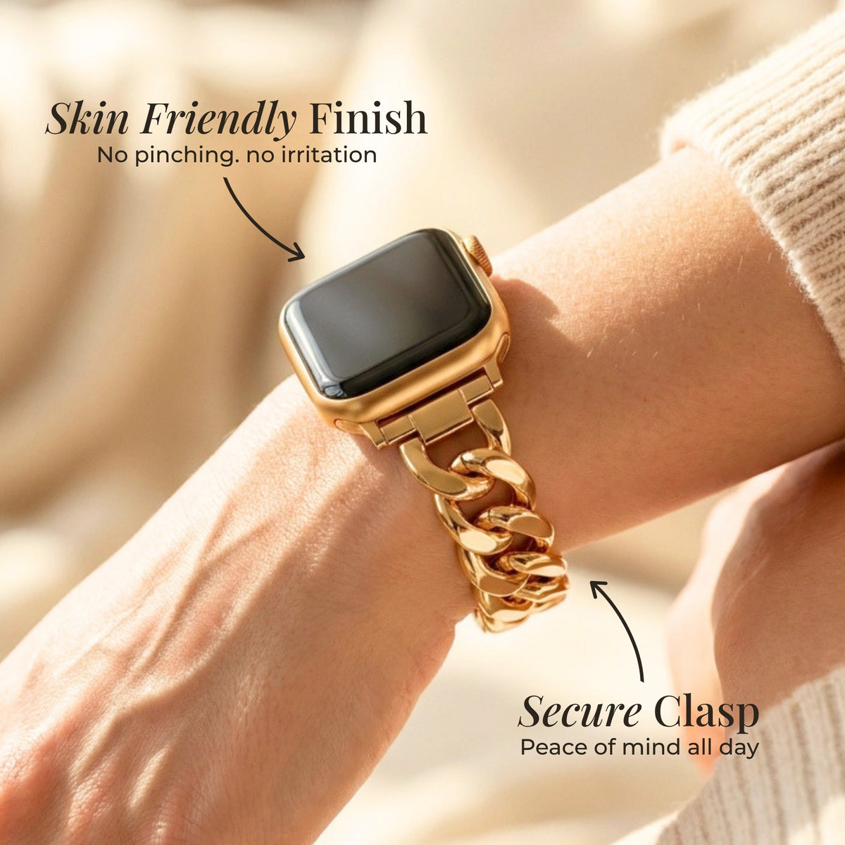 Correa de lujo tejida dorada para Apple Watch