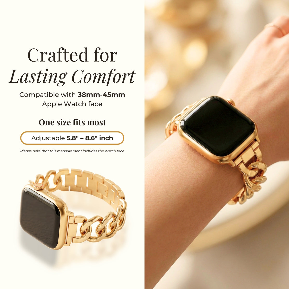Correa de lujo tejida dorada para Apple Watch