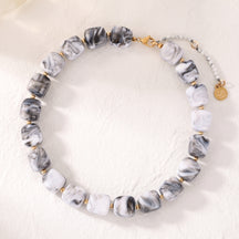 Chunky Square Bead Necklace Brown