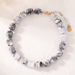 Chunky Square Bead Necklace Brown