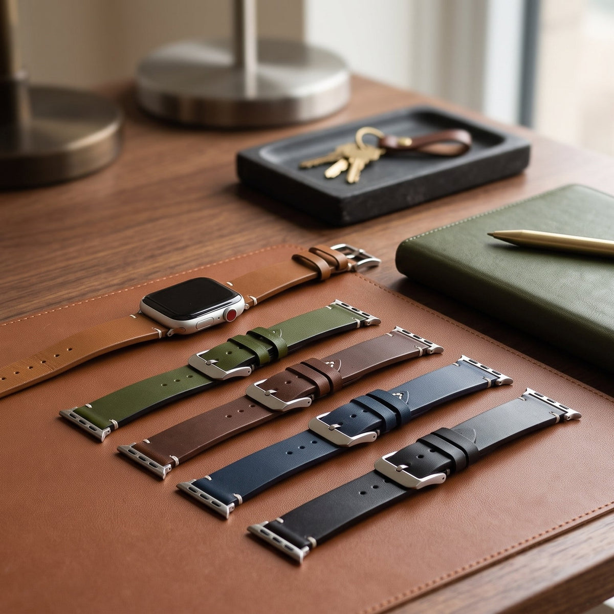 Herren braunes Lederarmband für Apple Watch