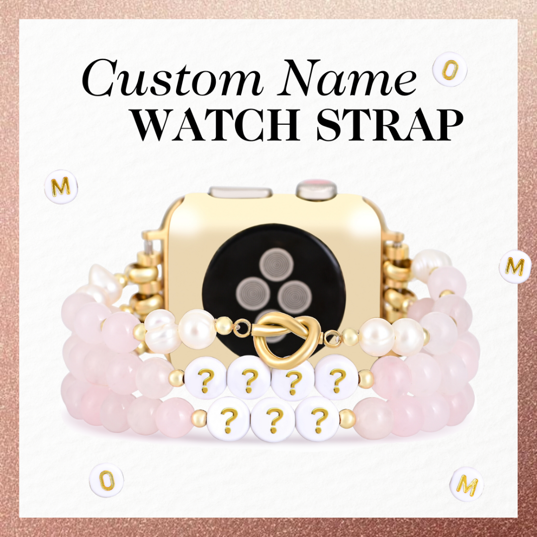 Custom Name Rose Quartz Stretch Apple Watch Strap