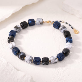 Chunky Square Bead Necklace Brown