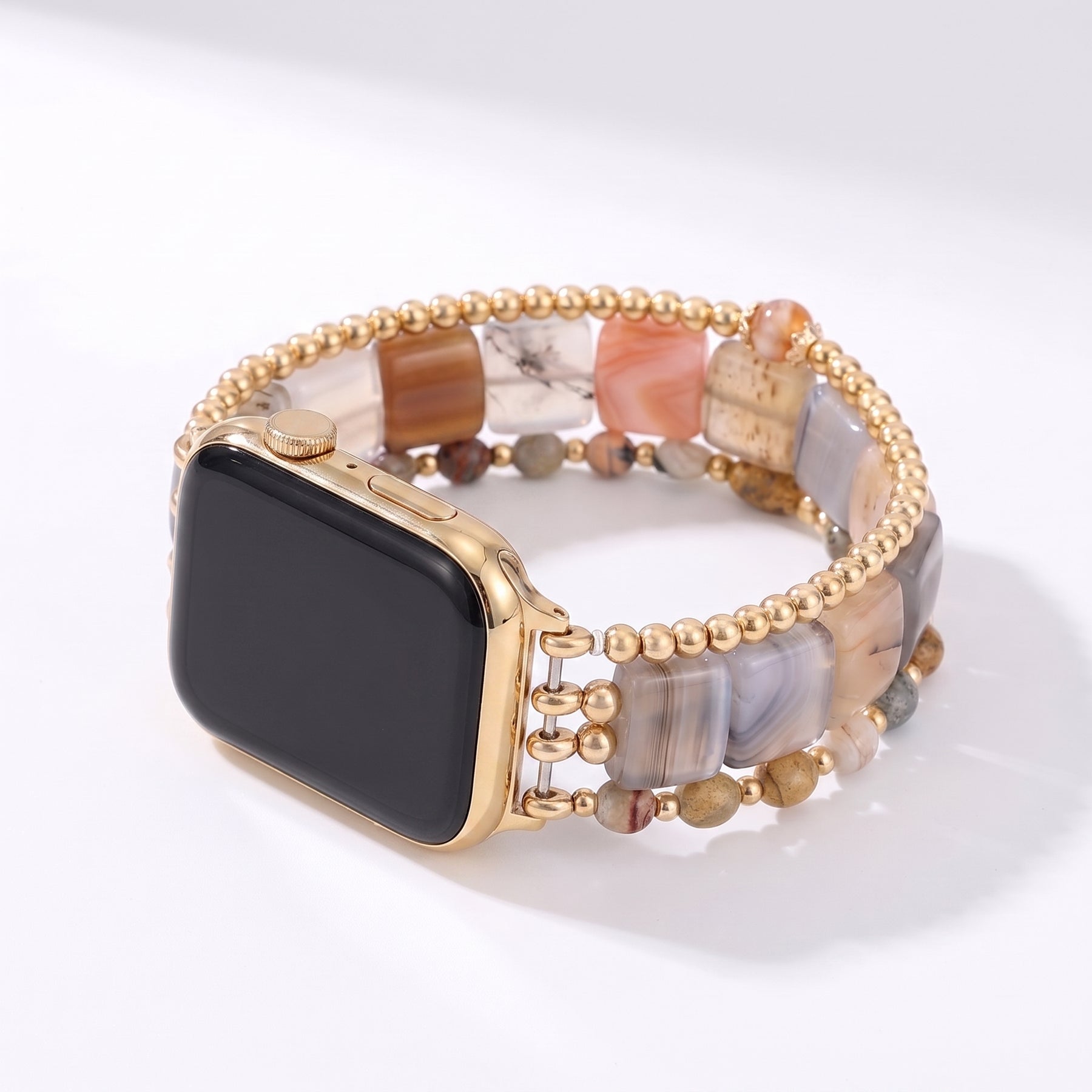 Correa elástica para Apple Watch de ágata Wild Grace, color plateado