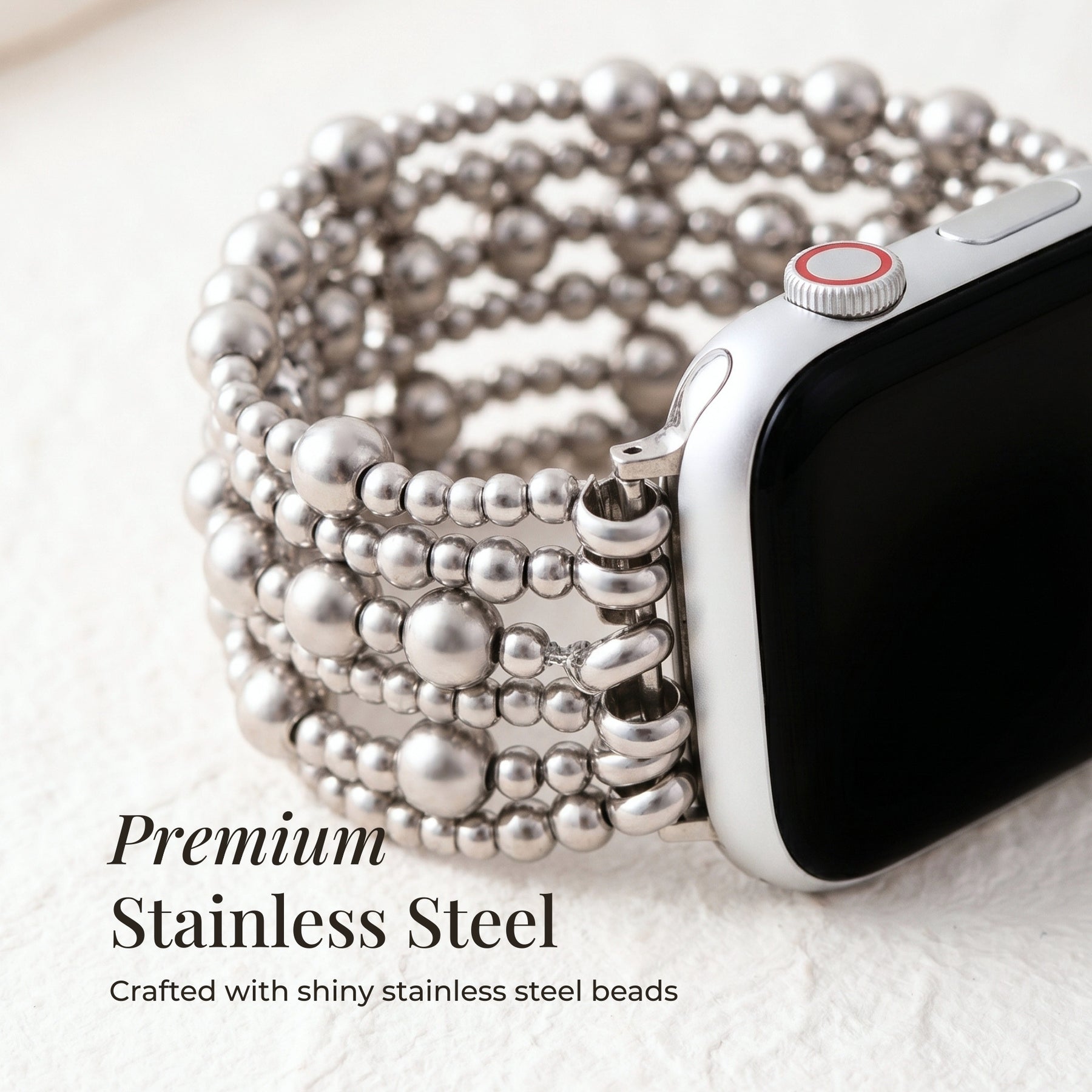 Platinum Demure Stretch Apple Watch Strap