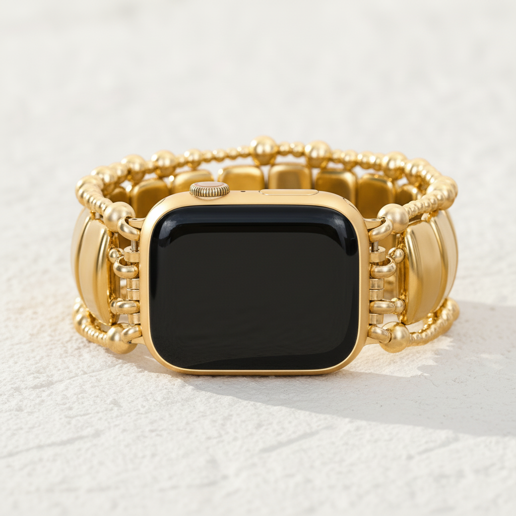 Gold Noir Stretch Apple Watch Strap