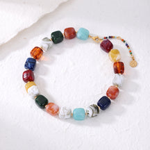 Chunky Square Bead Necklace Blue