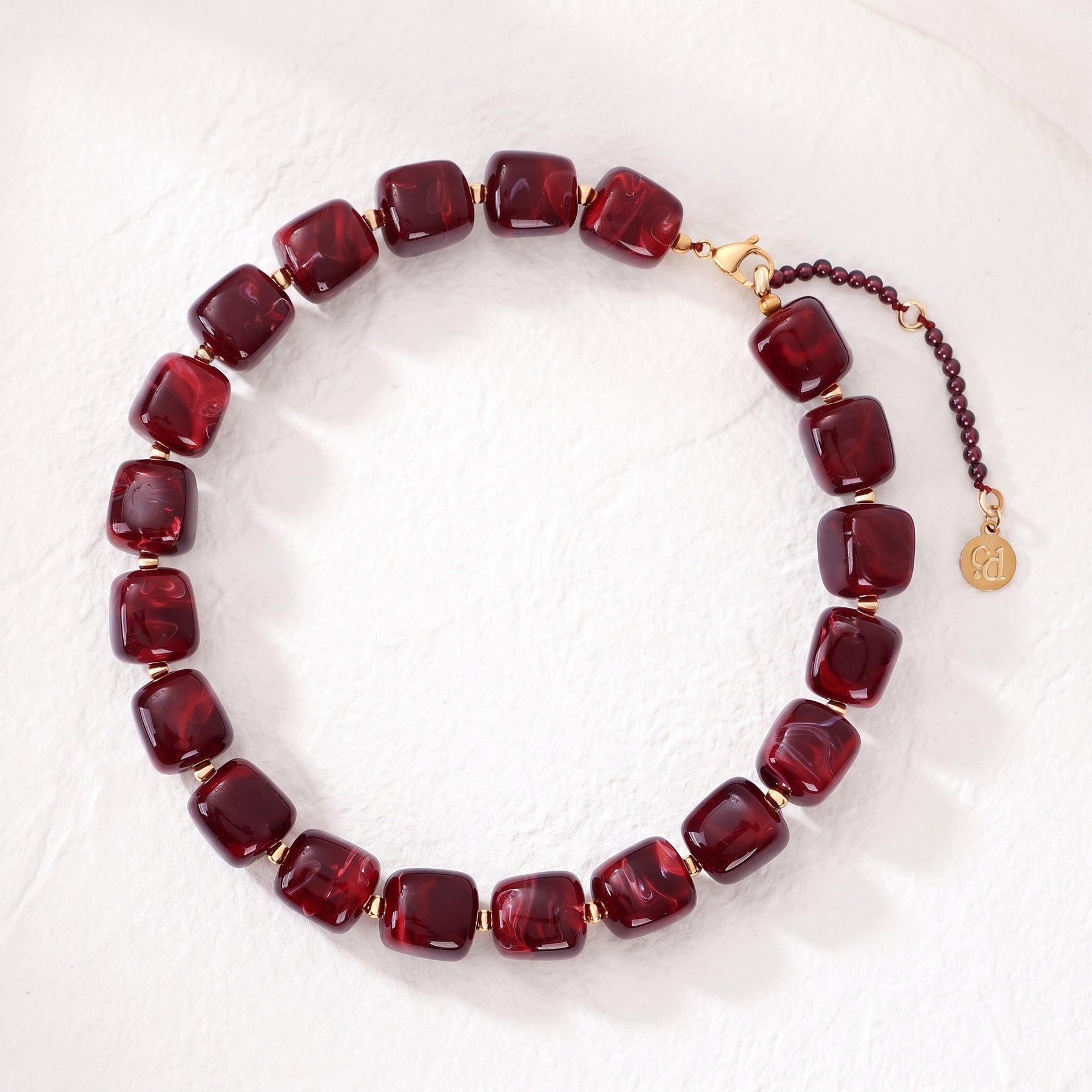 Chunky Square Bead Necklace Blue