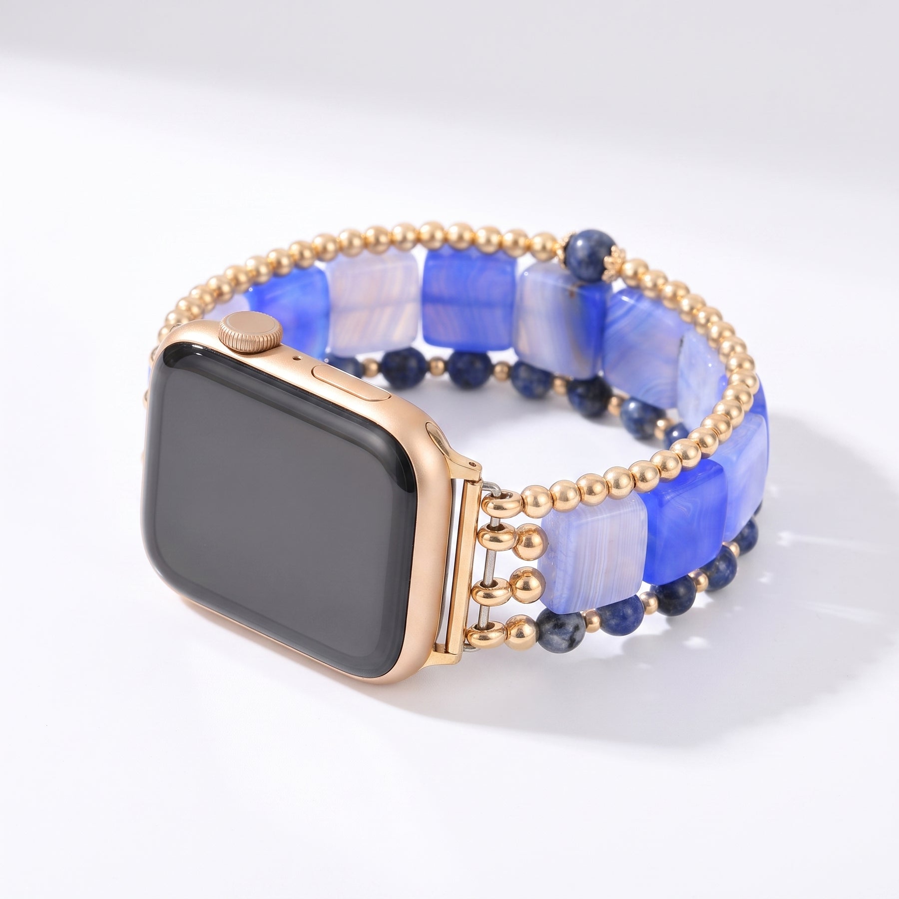 Desert Flame Carnelian Stretch Apple Watch Strap Silver