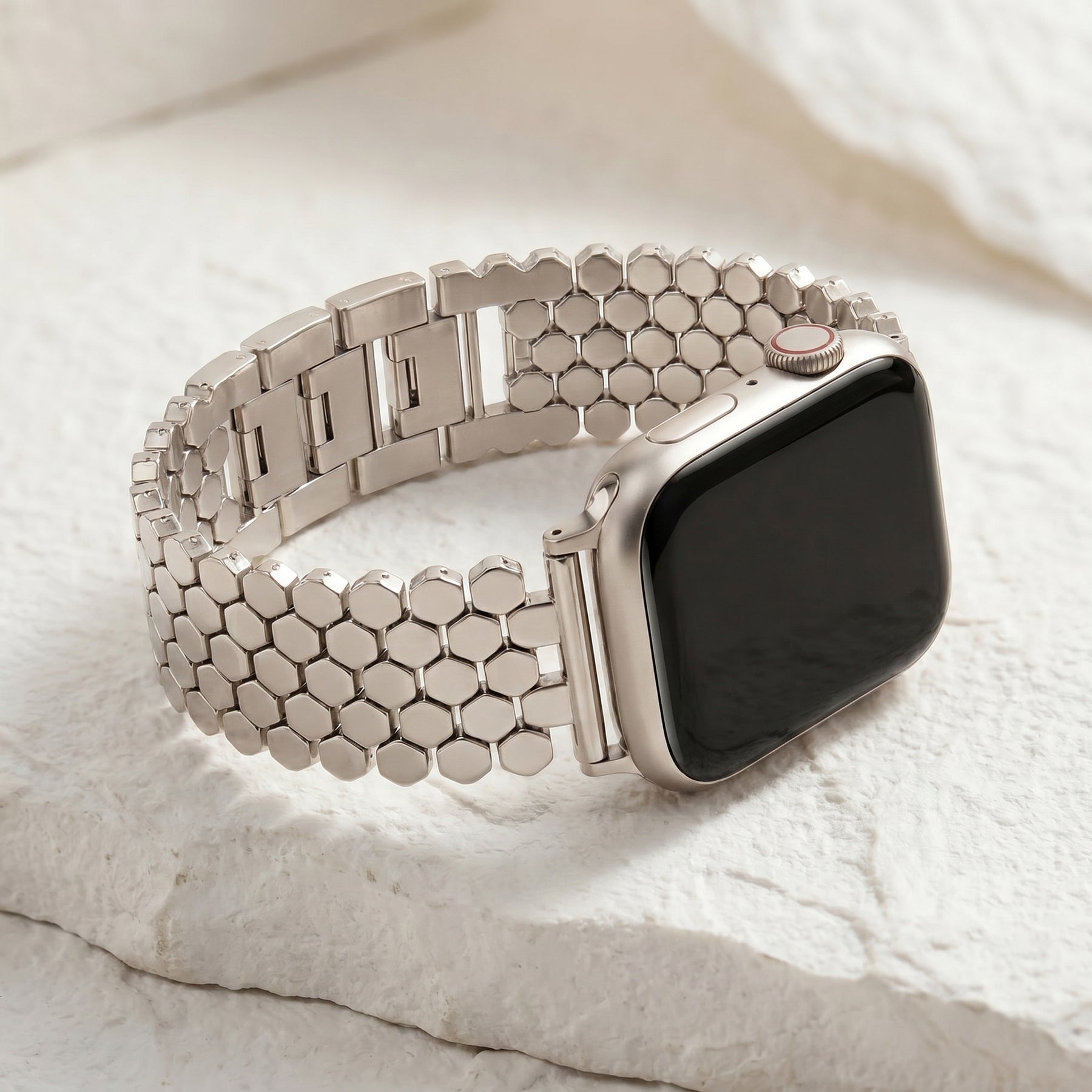 Silver Honeycomb Luxury Apple Watch Strap