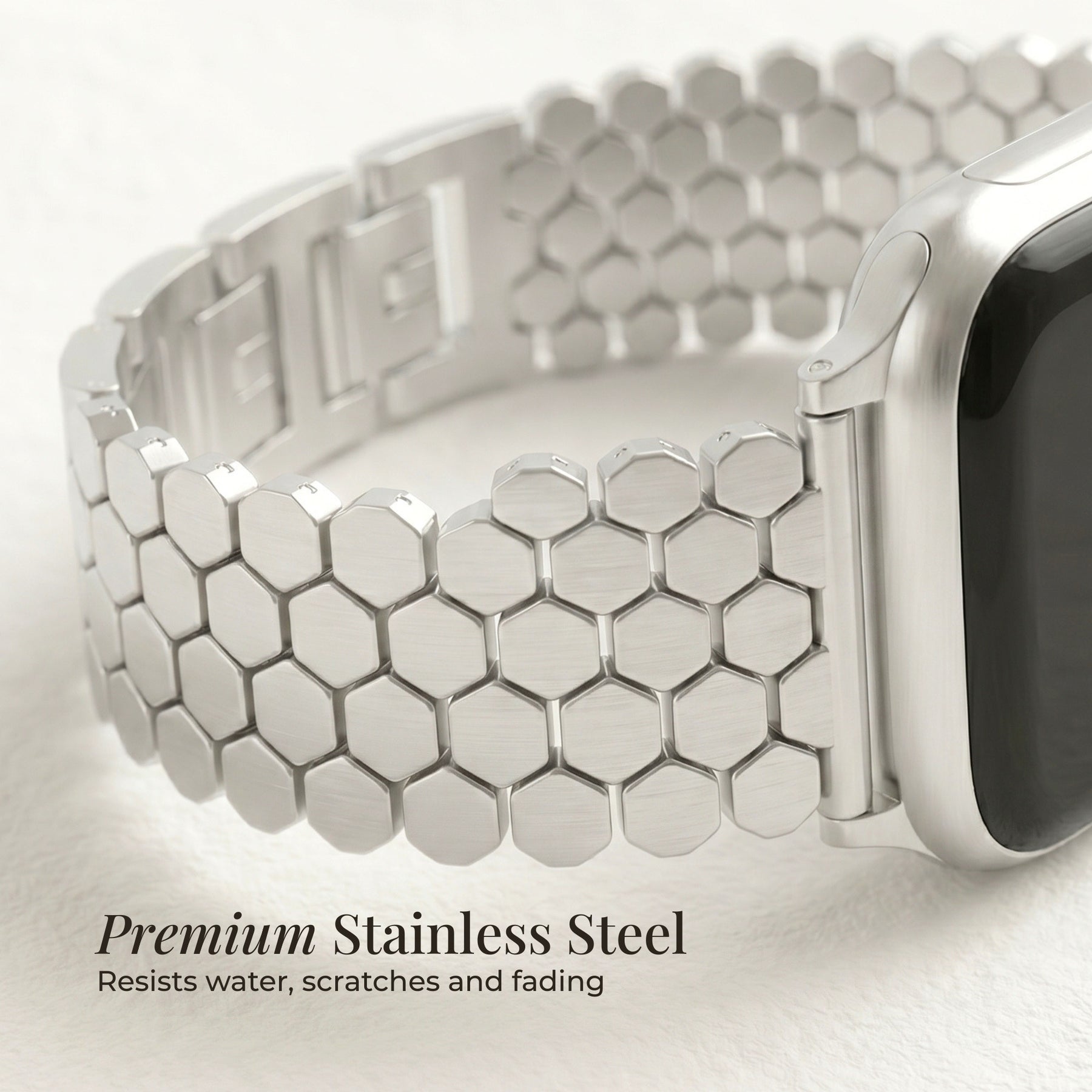 Silver Honeycomb Luxury Apple Watch Strap