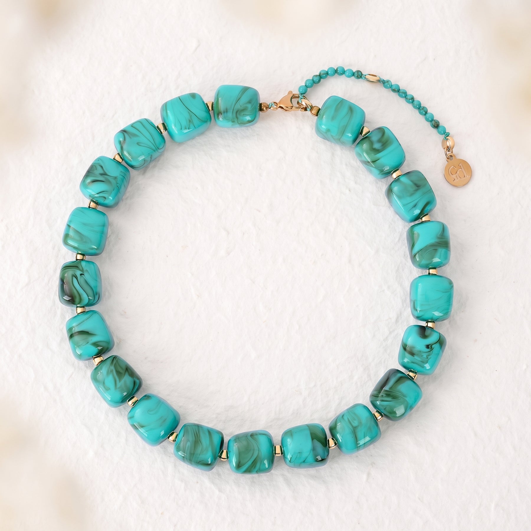 Chunky Square Bead Necklace Earth