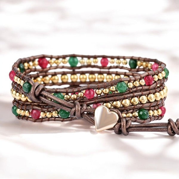 Merry Christmas Heart Wrap Bracelet