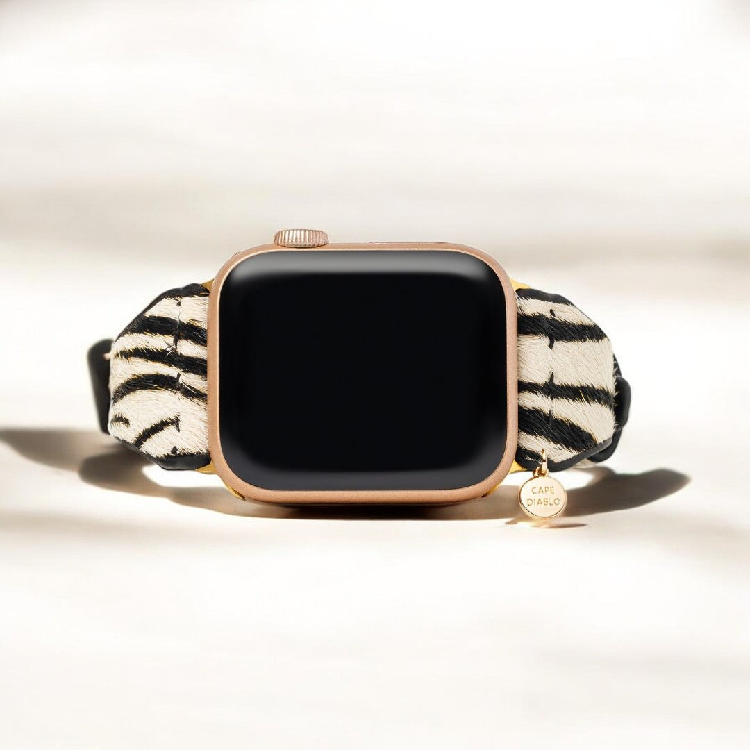 Zebra Luxe Leather Apple Watch Strap