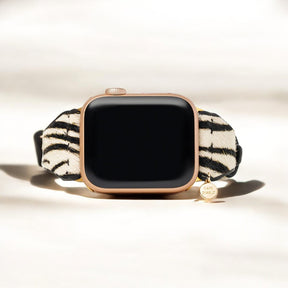 Zebra Luxe Leather Apple Watch Strap