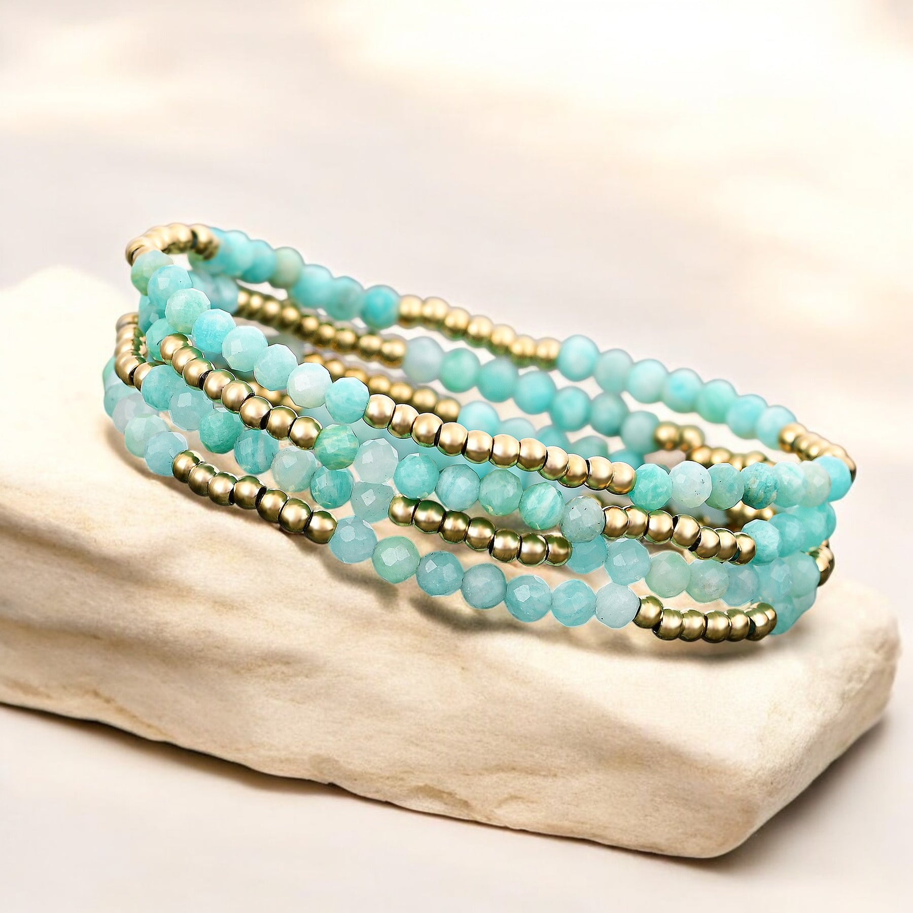 Glowing Amazonite Bracelet Set