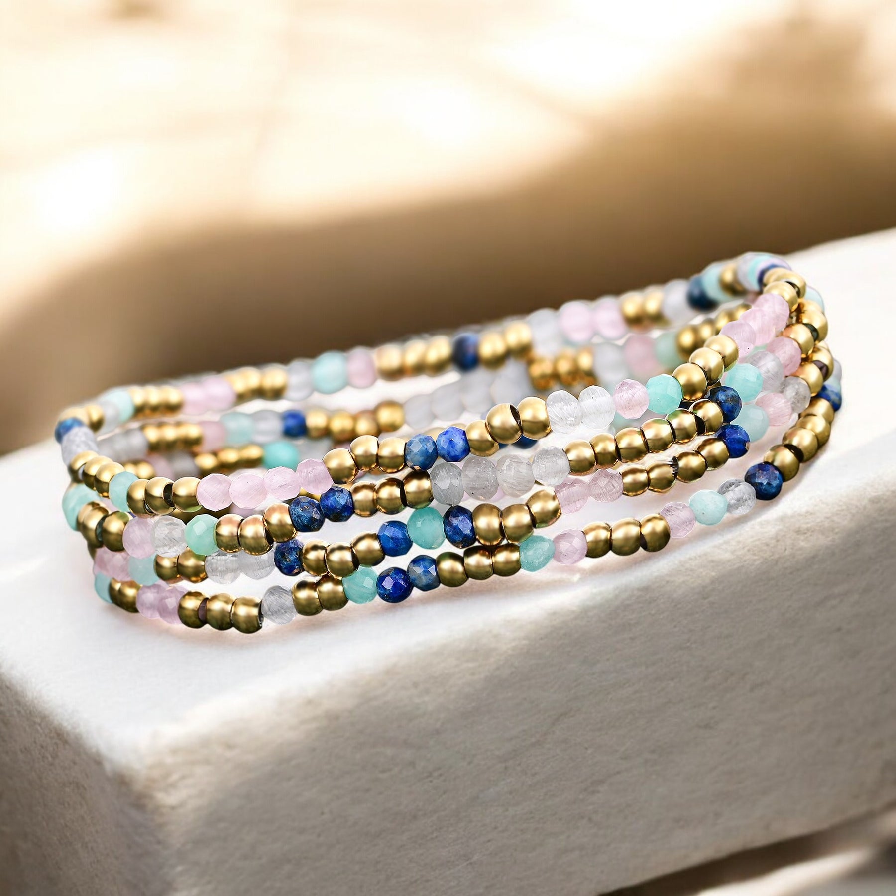 طقم أساور جواهر لابيس أمازونيت