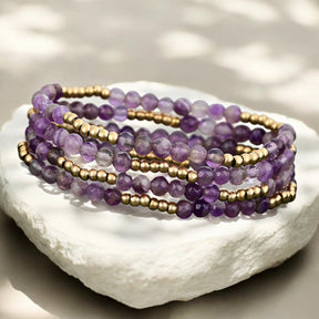 Golden Violet Amethyst Armband Set
