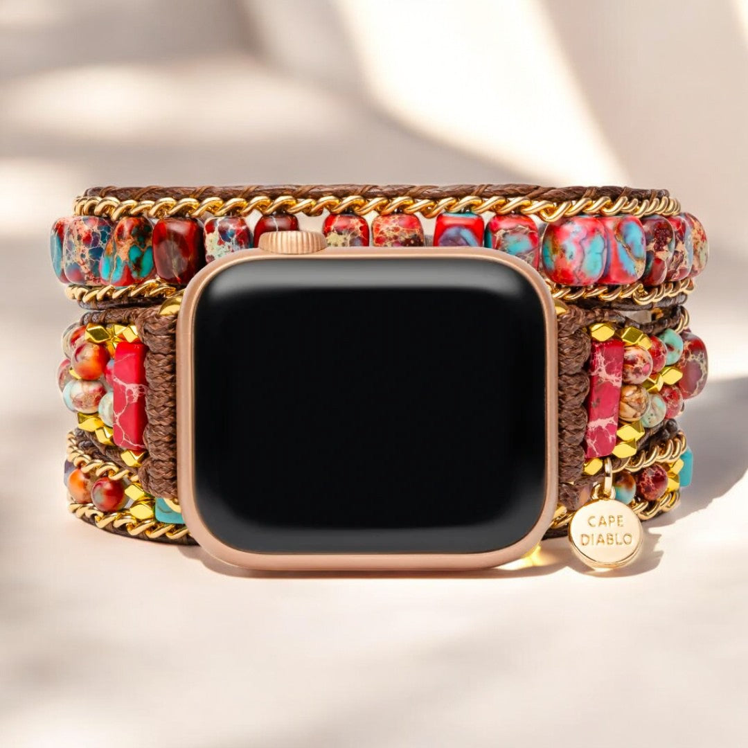 Cherry Emperor Jasper Apple Watch Strap