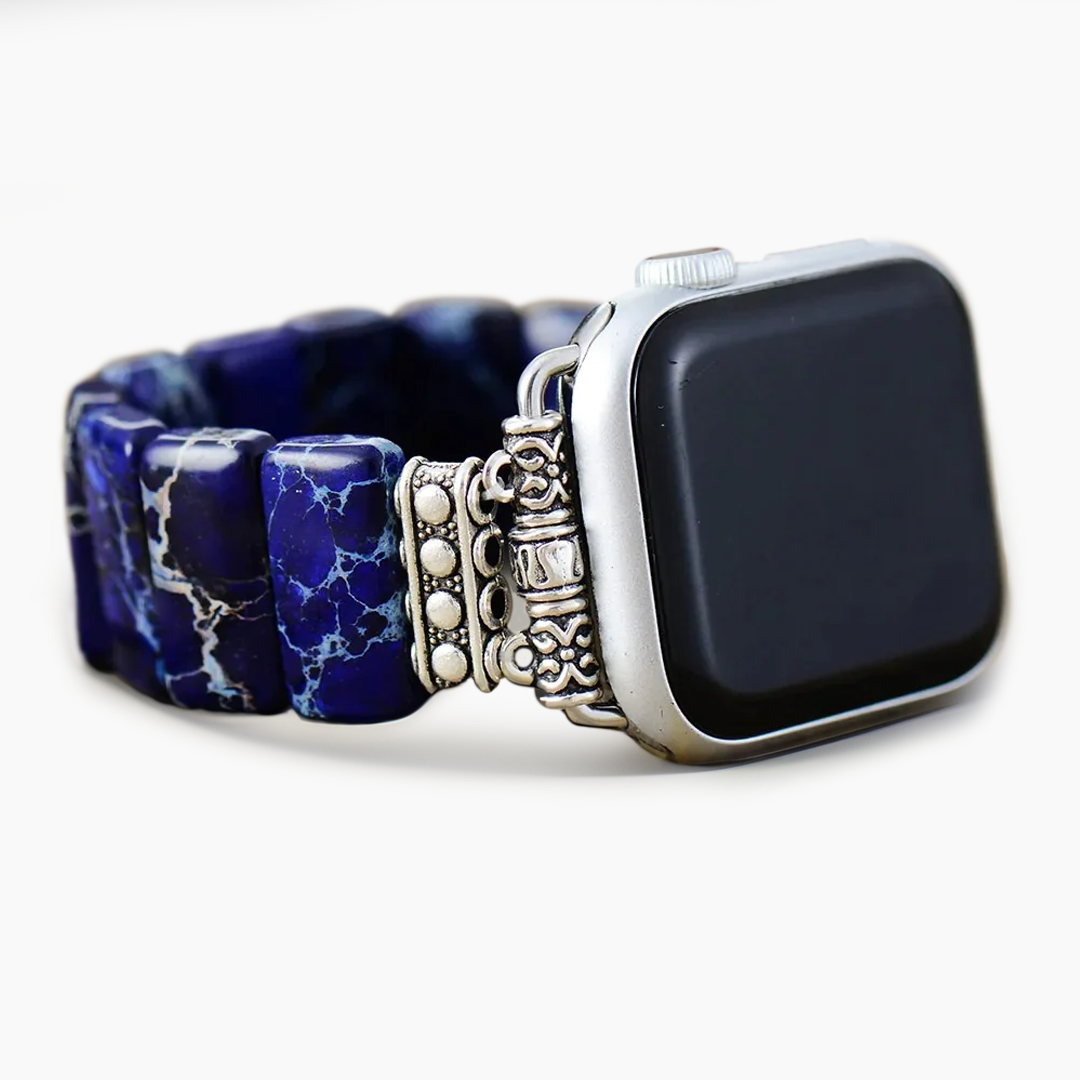 Dark Navy Tibetan Jasper Stretch Apple Watch Strap