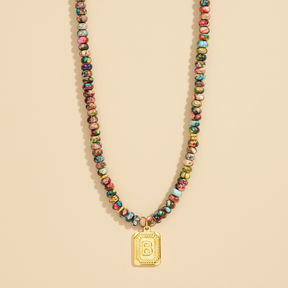 Colorful Imperial Jasper Letter Necklace