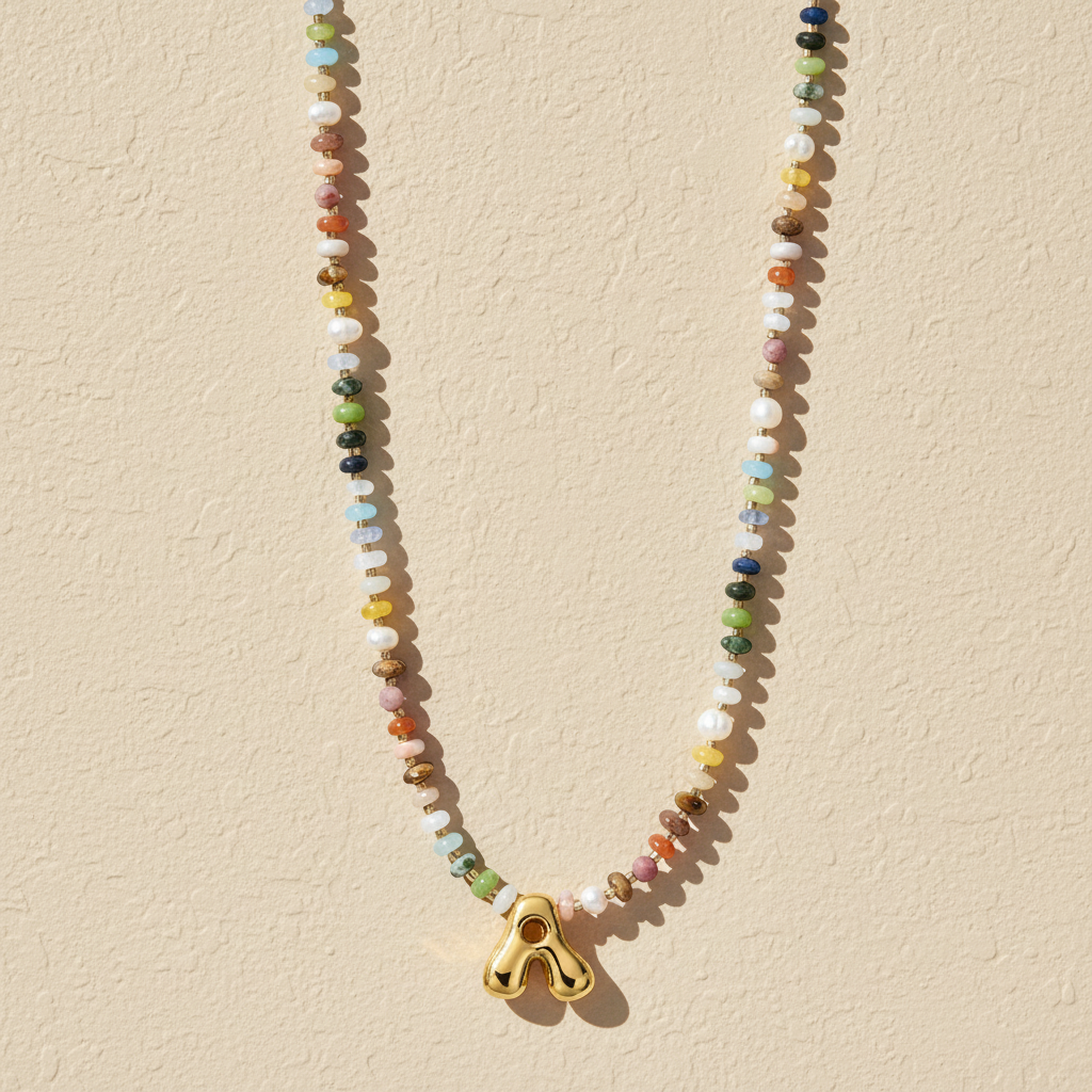 Multicolor Bubble Letter Necklace