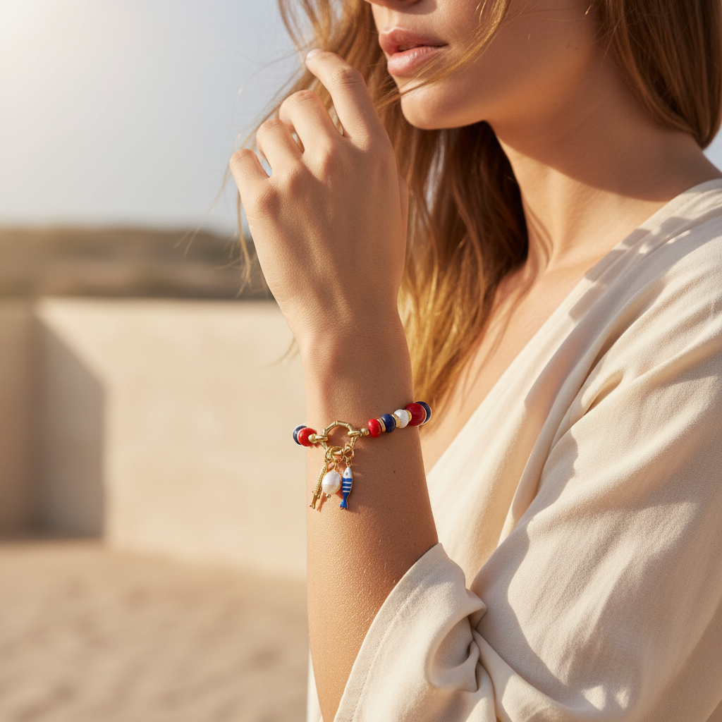 Lapis Pearl Charm Bracelet