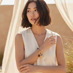 Obsidian Heart Charm Bracelet