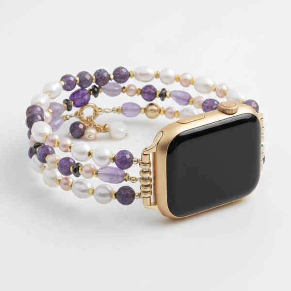 Amethyst Pearl Cluster Stretch Apple Watch Strap