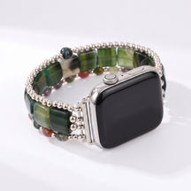 Desert Flame Carnelian Stretch Apple Watch Strap Silver