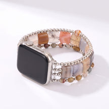 Wild Grace Agate Stretch Apple Watch Strap Silver