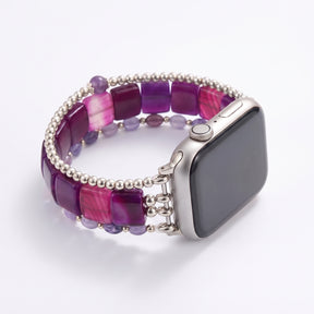 Correa elástica para Apple Watch de ágata Wild Grace, color plateado