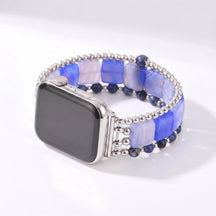Desert Flame Carnelian Stretch Apple Watch Strap Silver