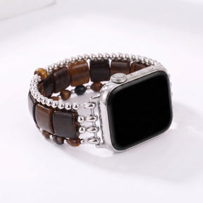 Correa elástica para Apple Watch de ágata Wild Grace, color plateado