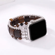 Desert Flame Carnelian Stretch Apple Watch Strap Silver