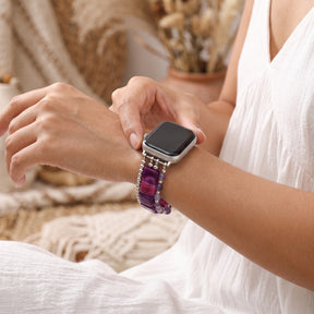 Violet Hour Amethyst Stretch Apple Watch Strap Silver