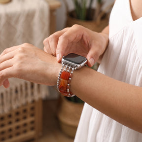 Correa elástica para Apple Watch de ágata Wild Grace, color plateado