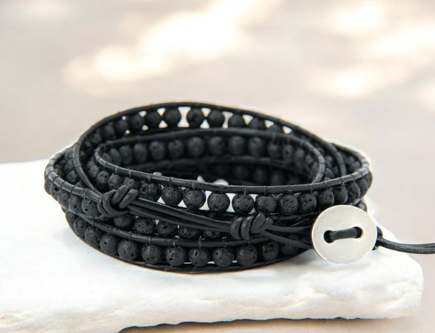 Men's Lava Stone Wrap Bracelet