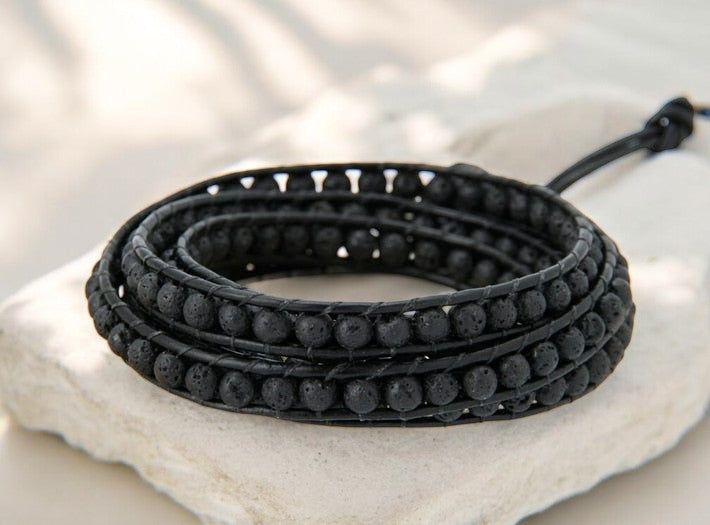 Men's Lava Stone Wrap Bracelet