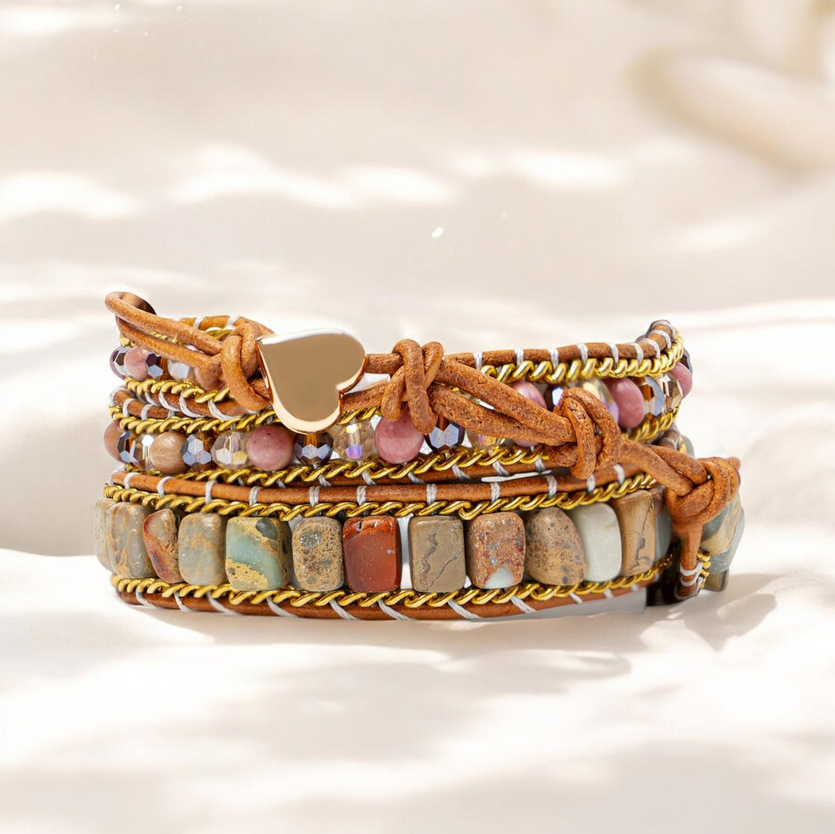 Rhodonite Love Protection Wrap Bracelet