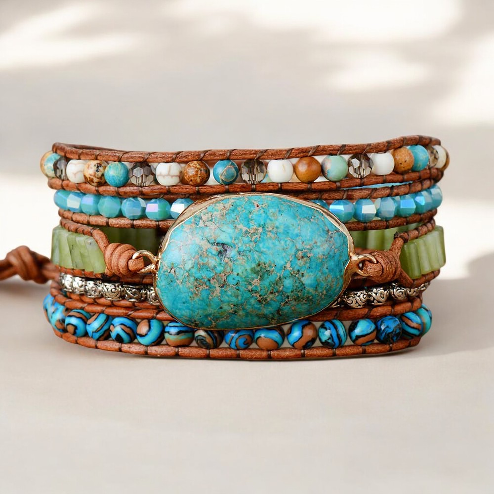 Twisted Ocean Jasper Wrap Bracelet