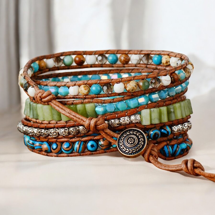 Twisted Ocean Jasper Wrap Bracelet