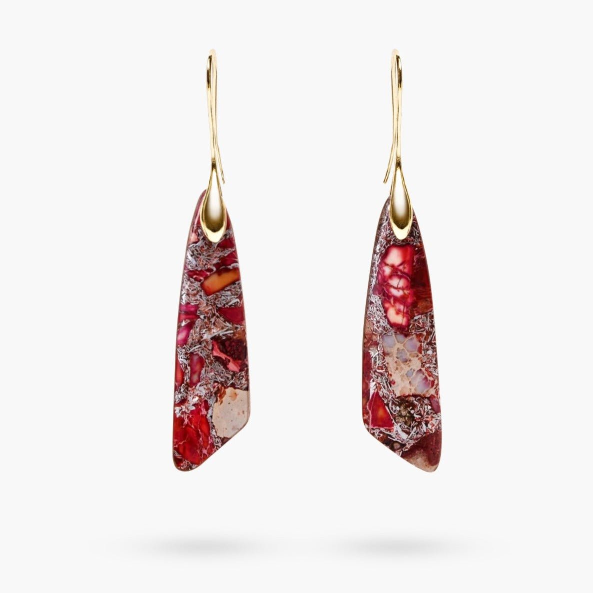 Antique Red Regalite Hook Earrings - Cape Diablo