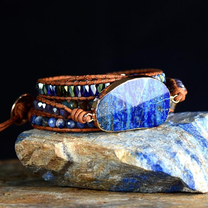 Blue Ocean Lapis Lazuli Wrap Bracelet - Cape Diablo