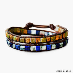 Celestial Natural Stone Leather Bracelet - Cape Diablo